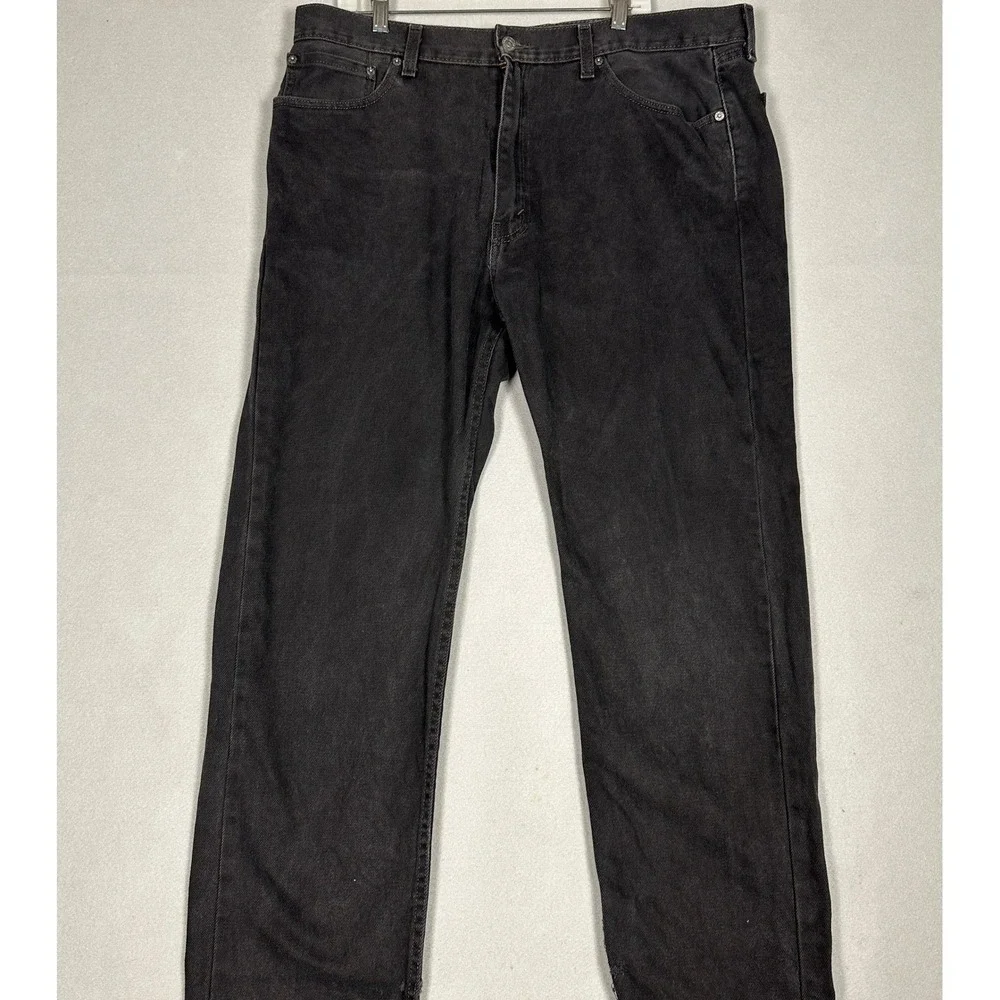 Levis 505 Jeans Mens 40X32 Faded Black Regular Fit Straight Leg Dark Wash Denim